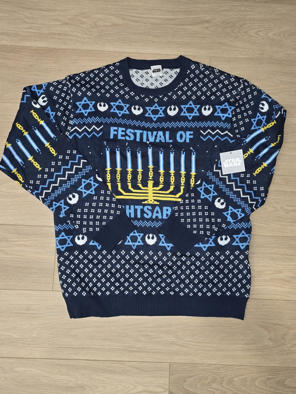 NWT Star Wars Hanukkah Light-Up Ugly Sweater Festival of Lightsabers XL